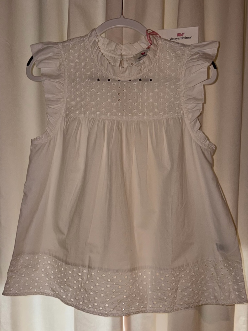 Vineyard Vines Woven Eyelet Flutter Sleeve Top